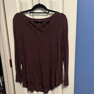 American Eagle Dark Purple Long Sleeve Top